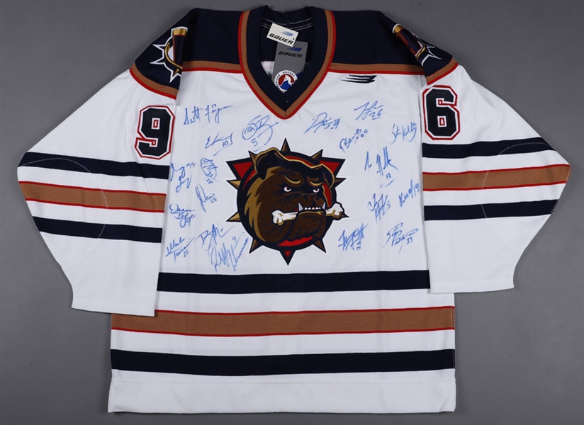 Hamilton Bulldogs AHL 1996-97 Inaugural Season Team-Signed Jersey Plus 1996-97 Cap and Puck