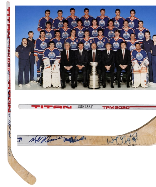 Edmonton Oilers 1987-88 Stanley Cup Champions Team-Signed Stick by 18 Including Gretzky, Messier, Kurri, Fuhr and Others