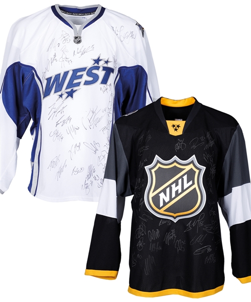 2008 and 2016 NHL All-Star Game Team-Signed Jerseys Including Signatures of Ovechkin, Thornton, Malkin, Kane, Stamkos, Lidstrom, Pronger and Others with JSA LOAs