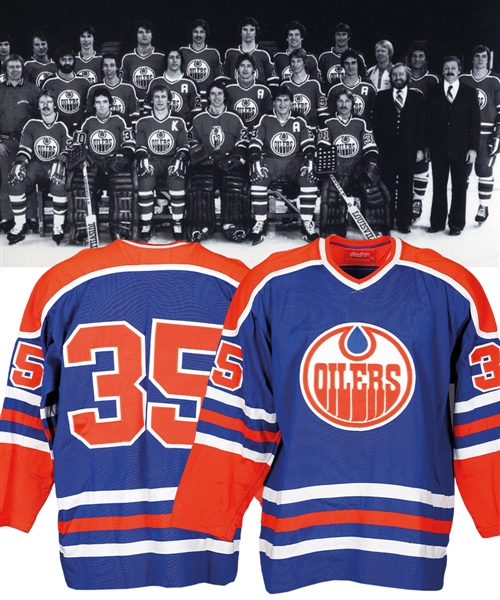 Mid-to-Late-1970s WHA Edmonton Oilers Game-Issued Jersey Attributed to Hannu Kamppuri