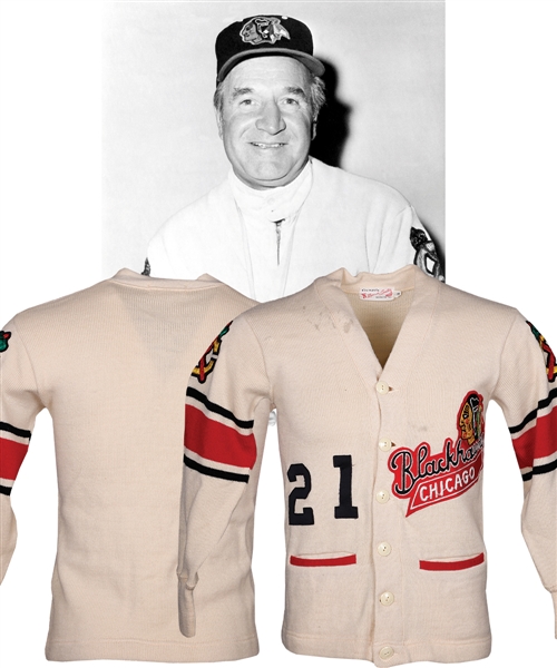 Chicago Black Hawks 1960s Wool Cardigan Attributed to Stan Mikita