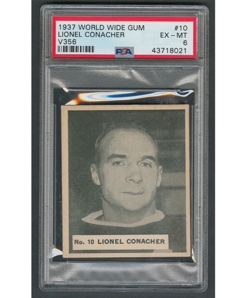 1937-38 World Wide Gum V356 Hockey Card #10 HOFer Lionel Conacher - Graded PSA 6