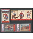 1955-56 Parkhurst Hockey Cards (29) Including PSA-Graded (EX 5) Cards #37 Richard, #72 Rocket Roars Through and #78 The Montreal Forum Plus 1955-56 Quaker Oats Cards (11)