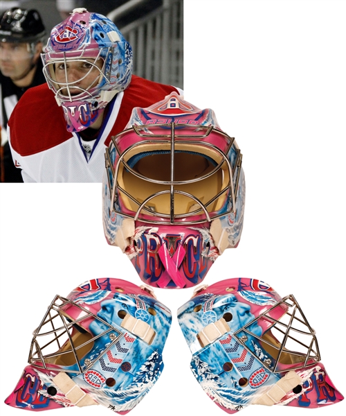 Carey Prices 2011-12 Montreal Canadiens Hockey Fights Cancer Game-Worn Goalie Mask - Photo-Matched!