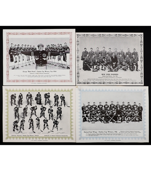 1932-33, 1933-34, 1934-35 and 1935-36 CCM Hockey Team Pictures / Players Pictures Complete Sets (4)