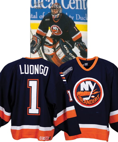 Roberto Luongos 1999-2000 New York Islanders Game-Worn Rookie Season Jersey with Team LOA - 2000 Patch! - Photo-Matched!