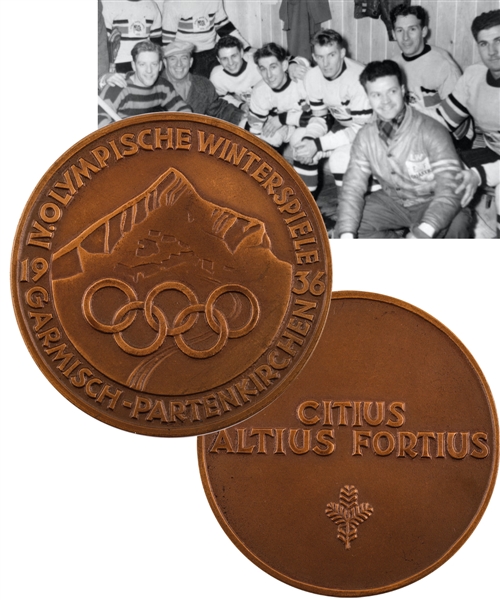 Percy Nicklins 1936 Winter Olympics Garmisch-Partenkirchen Participation Medal with Family LOA - Coached Great Britain Hockey Team to Gold Medal!