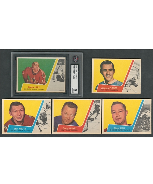 1963-64 Topps Hockey Complete 66-Card Set Including KSA-Graded Card #33 HOFer Bobby Hull (8 NMM)