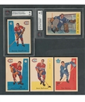 1959-60 Parkhurst Hockey Complete 50-Card Set Including KSA-Graded Card #32 HOFer Johnny Bower (6 ENM) and #33 HOFer Bernie Geoffrion (9 MT)