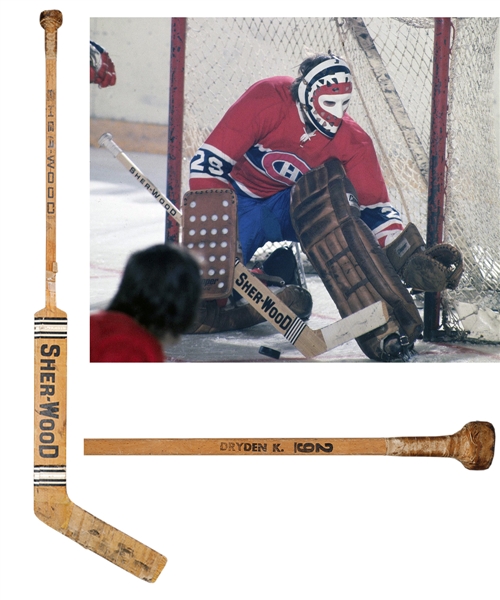 Ken Drydens Mid-1970s Montreal Canadiens Signed Sher-Wood Game-Used Stick   