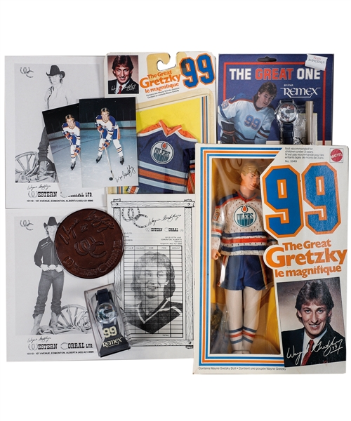 Huge Wayne Gretzky Vintage Memorabilia Collection Including 1979-80 RC Postcards (2), Early-1980s Western Corral Items (7), 1982 Remex Watches (2), 1983 Mattel Doll and Outfit and Much More!