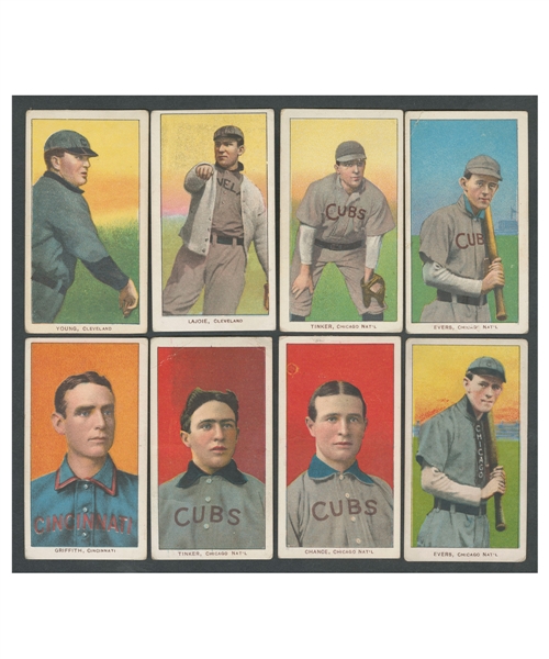 1909-11 T206 Sweet Caporal Baseball Card Collection of 10 Including Joe Tinker (2), Johnny Evers (2), Nap Lajoie, Cy Young, Frank Chance, Rube Waddell, Fred Merkle and Clark Griffith