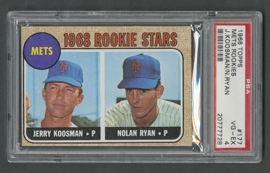 1968 Topps Baseball Card #177 HOFer Nolan Ryan RC - Graded PSA 4