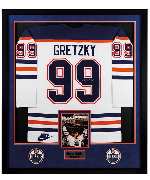 Wayne Gretzky Signed Edmonton Oilers Nike Jersey Framed Display with WGA COA (42" x 47")