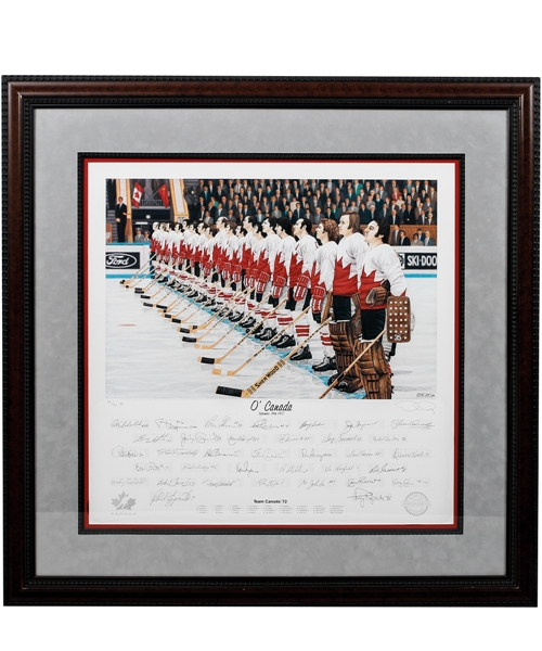 Paul Hendersons 1972 Canada-Russia Series Team Canada "OCanada" Team-Signed Limited-Edition PE Daniel Parry Framed Lithograph #19/40 with His Signed LOA  
