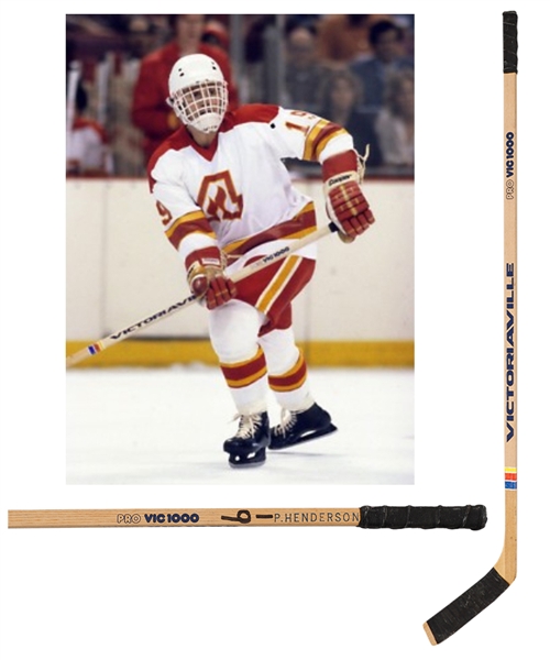 Paul Hendersons 1979-80 Atlanta Flames Victoriaville Game-Used Stick with His Signed LOA
