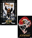Ed Belfours  Dallas Stars and Chicago Black Hawks Signed Hockey Poster Collection of 500 with His Signed LOA
