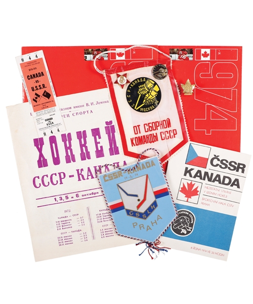 Paul Hendersons 1974 WHA Canada-Russia Series Memorabilia Collection Including Rare Programs, Ticket and More with His Signed LOA
