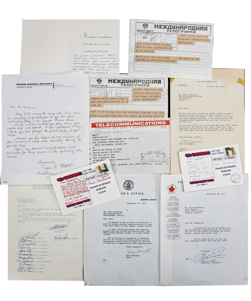 Paul Hendersons 1972 Canada-Russia Series Fan Mail Collection with His Signed LOA