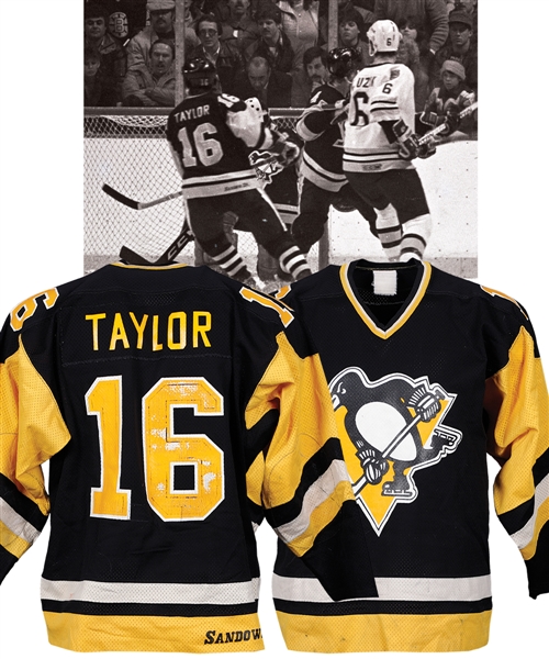 Mark Taylors 1983-84 Pittsburgh Penguins Game-Worn Jersey - Team Repairs!