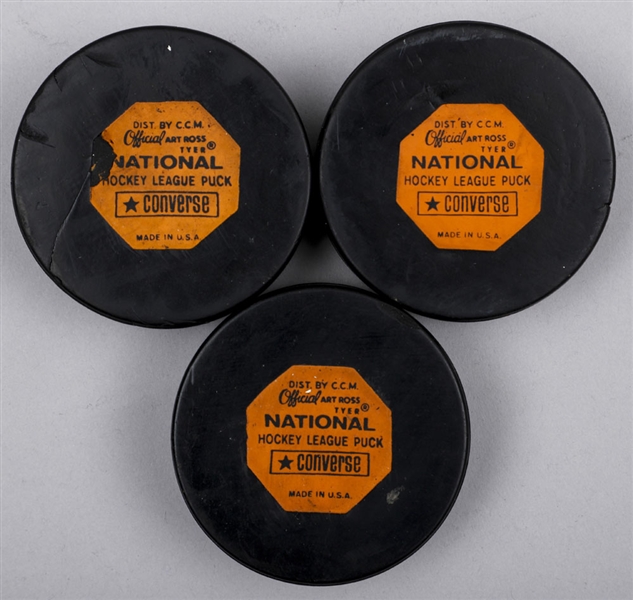 Lot Detail - 1967-68 Converse NHL Game Puck, 1968-69 Converse NHL Game ...