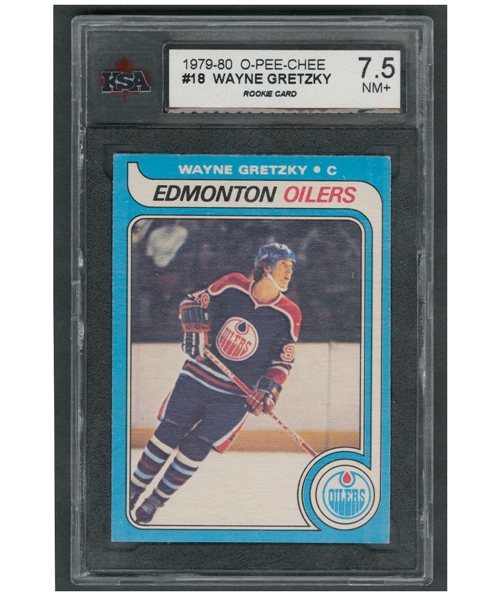1979-80 O-Pee-Chee Hockey Card #18 HOFer Wayne Gretzky RC - Graded KSA 7.5