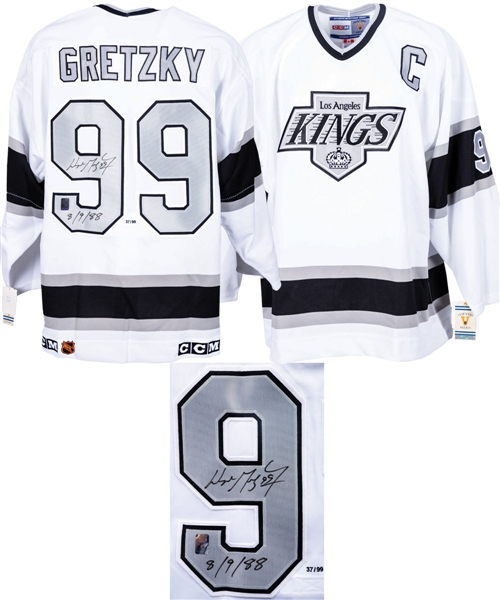 Wayne Gretzky Signed Los Angeles Kings Limited-Edition "The Trade" Jersey #37/99 with WGA COA - "8/9/88" Annotation