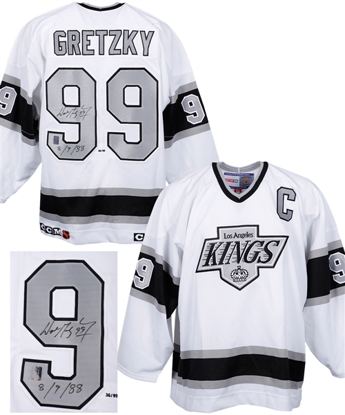 Wayne Gretzky Signed Los Angeles Kings Limited-Edition "The Trade" Jersey #36/99 with WGA COA - "8/9/88" Annotation