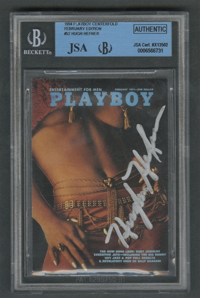 Hugh Hefner Signed 1994 Playboy Trading Card #52 - Beckett Certified