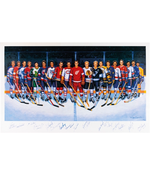 500-Goal Scorers Limited-Edition Lithograph #382/1000 Autographed by 16 with Richard, Howe, Beliveau and Others