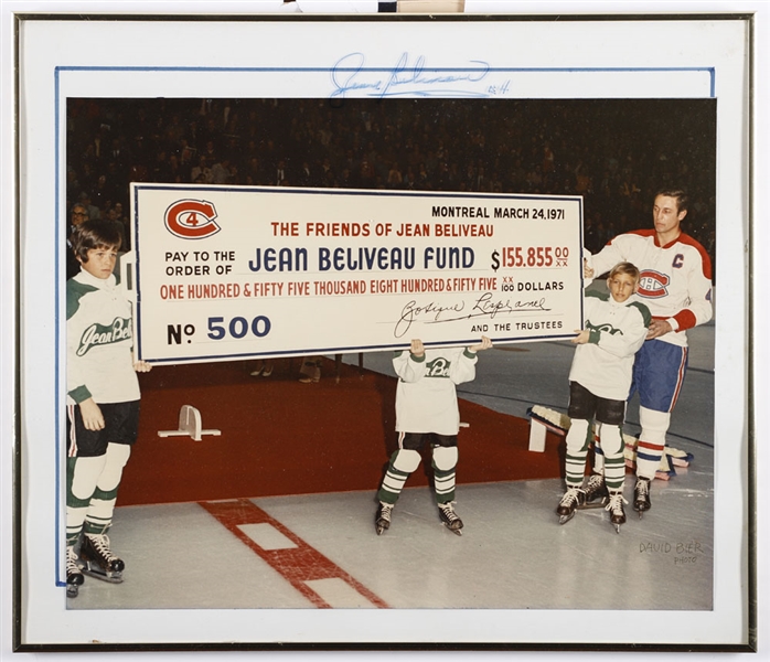 Jean Beliveaus Montreal Canadiens Signed Hockey Photos (21), Hockey Cards (265), Ceramic Plate and More from His Personal Collection with Family LOA