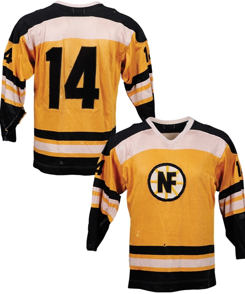 Mid-1970s OHA Niagara Falls Flyers #14 Game-Worn Jersey - Team Repairs!