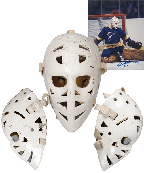 Rick Heinzs Early-1980s St. Louis Blues Game-Worn Warwick Goalie Mask - Photo-Matched!