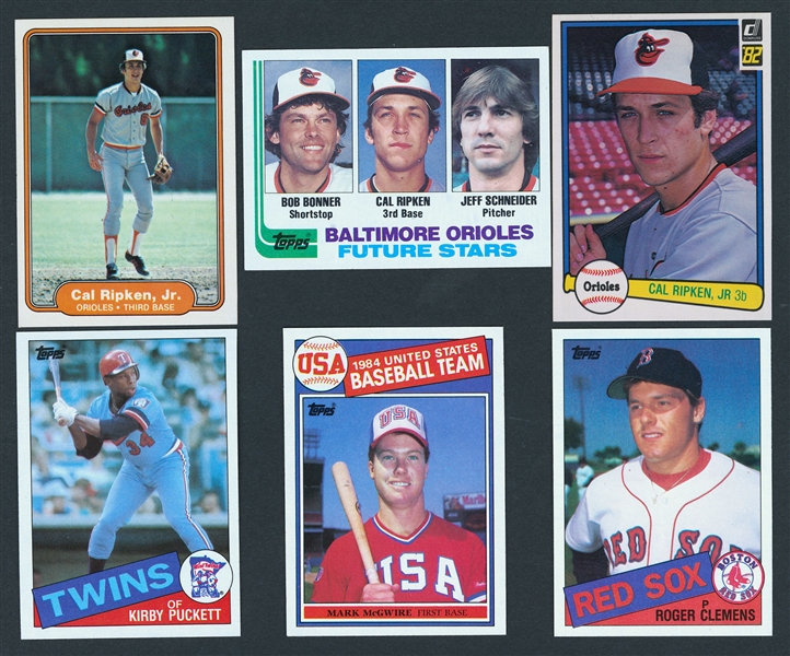 1982-87 Topps, Fleer and Donruss Baseball Sets and Near Sets (8) Including 1982 Topps and Fleer (Cal Ripken RC) and 1985 Topps (2) (Mark McGwire RC)