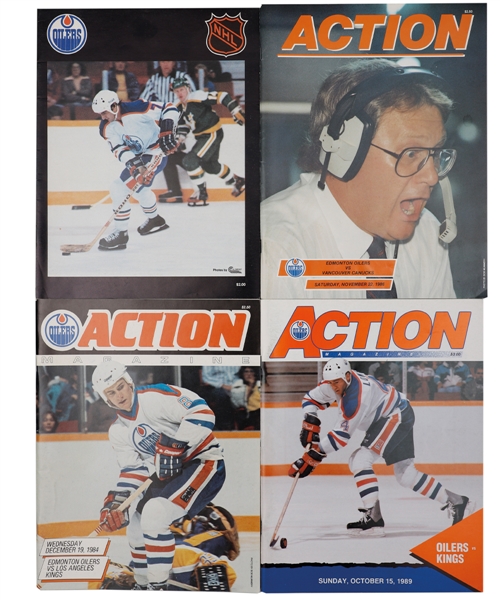 Edmonton Oilers / Wayne Gretzky Program Collection of 95+ Including 1st NHL Goal Program, 1st NHL Hat Trick Program, 500th Goal Program, 1,000th NHL Point Program, 1851st NHL Point Program and More!