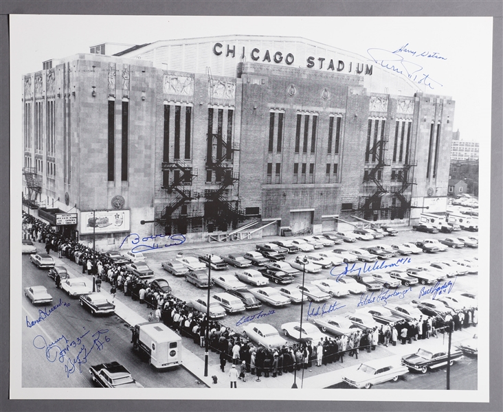 Chicago Stadium Photo Signed by 11 Former Chicago Black Hawks Players with LOA (16" x 20")