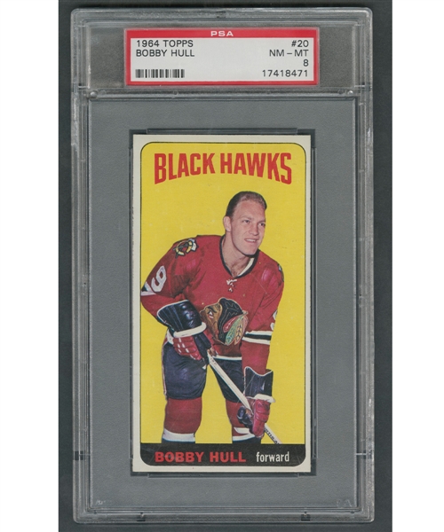 1964-65 Topps Tall Boys Hockey Card #20 HOFer Bobby Hull - Graded PSA 8