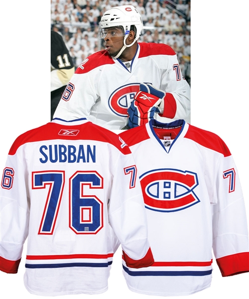 P.K. Subbans 2009-10 Montreal Canadiens Game-Worn Pre-Rookie Season Jersey with Team LOA - 1st Regular Season Jersey Worn by Subban! - 1st Point/1st Goal Jersey! - Photo-Matched to Playoffs!