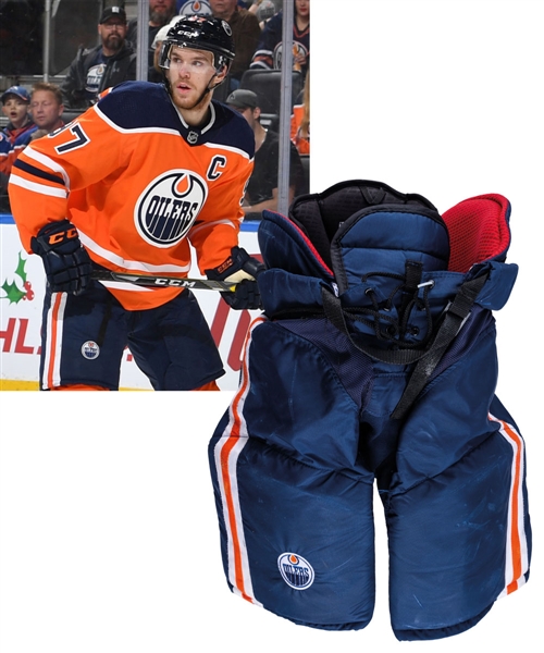Connor McDavids 2017-18 Edmonton Oilers CCM Game-Worn Pants with Team LOA - Worn for 25 Games! - Art Ross Trophy Season! - Photo-Matched!