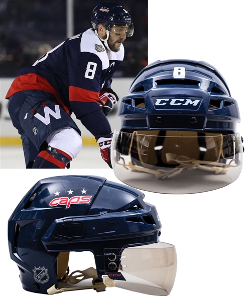 Alexander Ovechkins 2017-18 Washington Capitals "NHL Stadium Series" CCM Game-Worn Helmet with LOA
