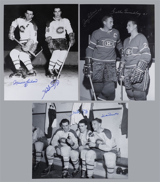 Montreal Canadiens All-Time Greats Single and Multi-Signed Photo Collection of 8 Including Beliveau, Moore and the Richards with LOA 