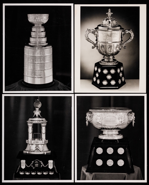 Vintage NHL, WHA and Other Leagues Hockey Trophies Photos (25) Including Stanley Cup, Avco Cup, Georges Vezina Trophy, Art Ross Trophy and Others from the E. Robert Hamlyn Collection