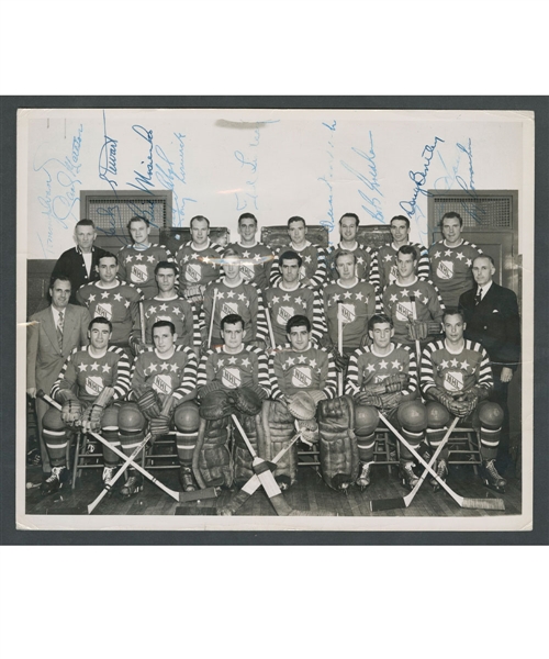 1949 NHL All-Star Game "NHL All-Stars" Multi-Signed Team Photo from the E. Robert Hamlyn Collection Featuring 9 Deceased HOFers