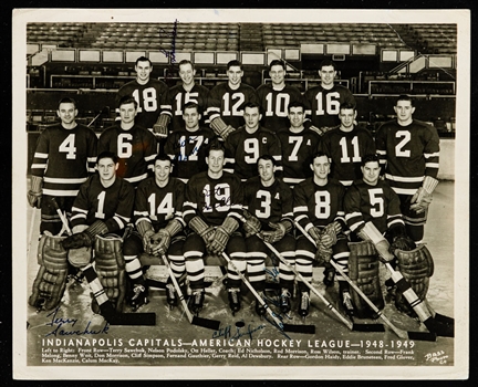 Indianapolis Capitals 1948-49 Multi-Signed Photo Including Deceased HOFer Terry Sawchuk from the E. Robert Hamlyn Collection with JSA LOA (8" x 10")