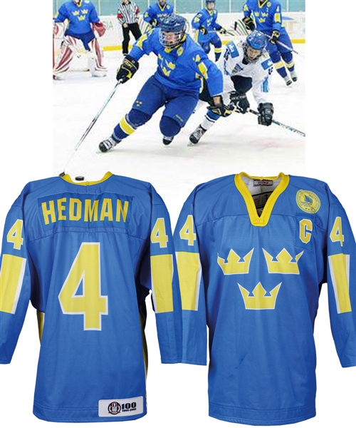 Victor Hedmans 2008 IIHF U18 World Championships Team Sweden Game-Worn Captains Jersey