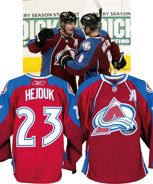 Milan Hejduk’s 2008-09 Colorado Avalanche "300th Goal" Game-Worn Alternate Captains Jersey – Photo-Matched!