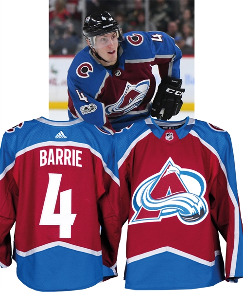 Tyson Barrie’s 2017-18 Colorado Avalanche Game-Worn Jersey with LOA - NHL Centennial Patch! – Photo-Matched!
