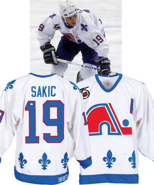 Joe Sakic’s 1991-92 Quebec Nordiques Game-Worn Alternate Captain’s Jersey with LOA - 75th Patch! - Photo-Matched!