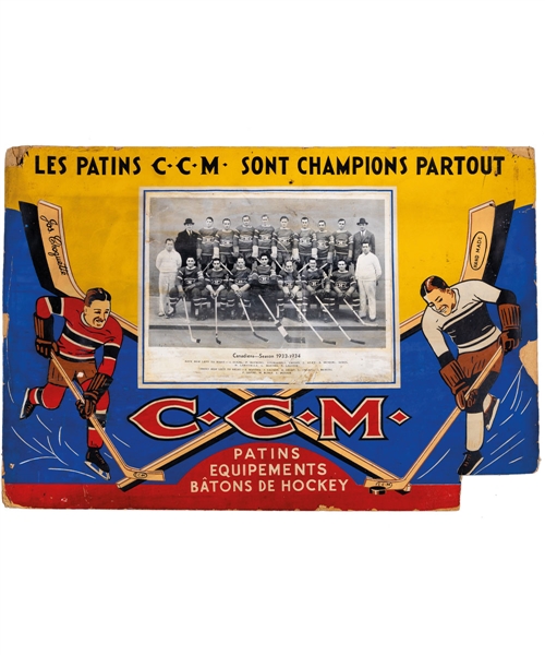 Scarce 1933-34 Montreal Canadiens CCM Advertising Display with Team Picture (14 ½” x 21 ½”) 