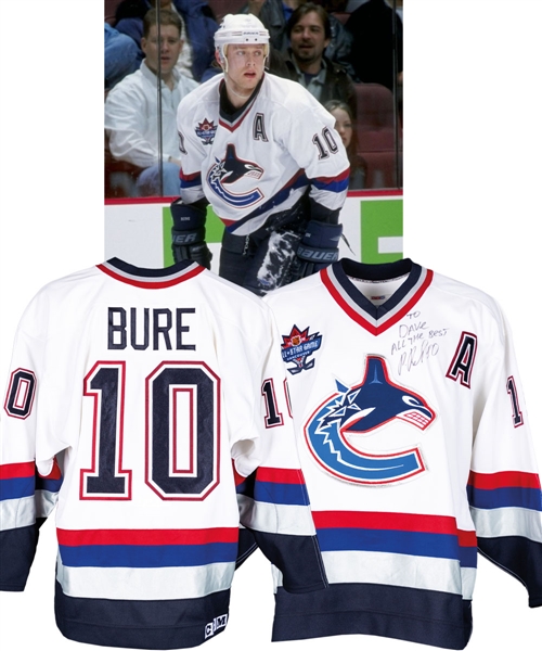 Pavel Bures 1997-98 Vancouver Canucks Signed Game-Worn Alternate Captain’s Jersey with Team Trainer LOA - All-Star Game Patch! - 51-Goal Season!